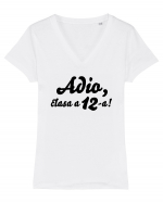 Adio, clasa a 12-a! Tricou de pus in rama. Tricou mânecă scurtă guler V Damă Evoker