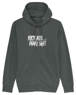 Kick Ass & Make Shit (white) Hanorac cu fermoar Unisex Connector