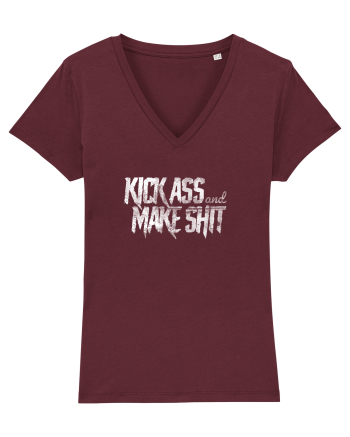 Kick Ass & Make Shit (white) Burgundy