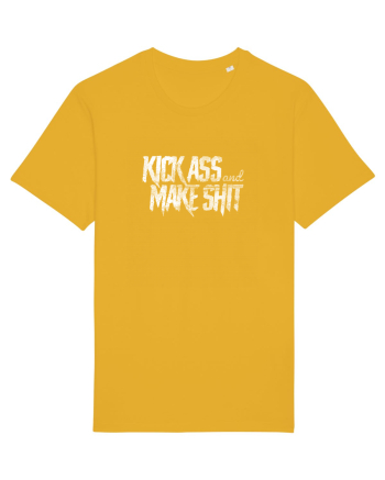 Kick Ass & Make Shit (white) Spectra Yellow