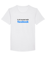 It all started with Facebook (black) Tricou mânecă scurtă guler larg Bărbat Skater