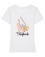 Pun unghiuțe Tricou mânecă scurtă guler larg fitted Damă Expresser
