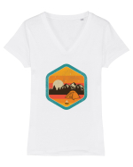Capming Vintage  Tricou mânecă scurtă guler V Damă Evoker
