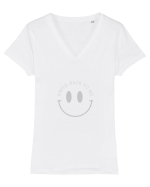 SMILE BACK TO ME Tricou mânecă scurtă guler V Damă Evoker