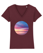 Sunset Tricou mânecă scurtă guler V Damă Evoker