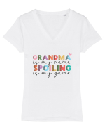 Grandma is my name Spoiling is my game Tricou mânecă scurtă guler V Damă Evoker