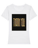 thank you 163 Tricou mânecă scurtă guler larg fitted Damă Expresser