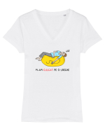 M-am culcat pe o ureche Tricou mânecă scurtă guler V Damă Evoker