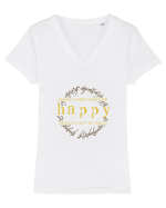 HAPPY Tricou mânecă scurtă guler V Damă Evoker