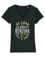 De când s-a scumpit benzina n-am mai plătit gazul și lumina Tricou mânecă scurtă guler V Damă Evoker