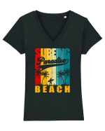 Surfing Paradise Beach Tricou mânecă scurtă guler V Damă Evoker