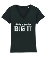 Life is a Garden Dig It Tricou mânecă scurtă guler V Damă Evoker