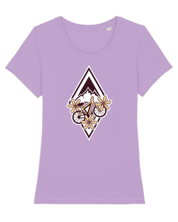 Cu bicicleta pe munte printre flori Lavender Dawn