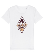 Cu bicicleta pe munte printre flori Tricou mânecă scurtă  Copii Mini Creator