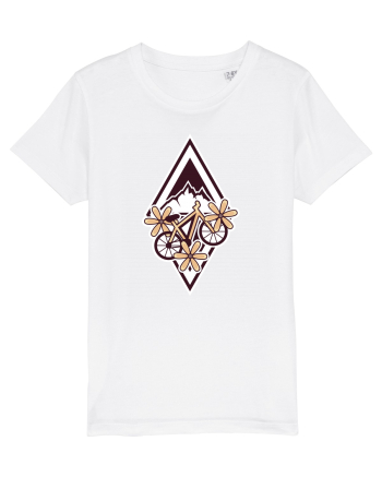 Cu bicicleta pe munte printre flori White