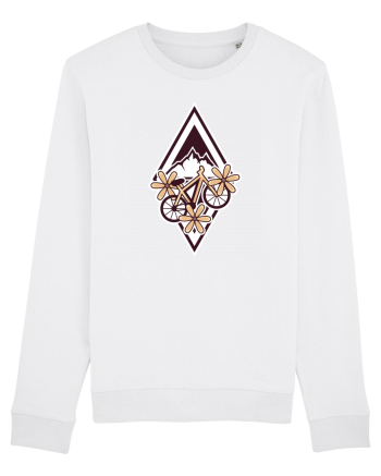 Cu bicicleta pe munte printre flori White