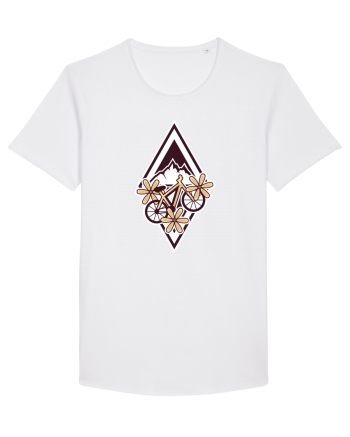 Cu bicicleta pe munte printre flori White