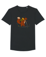 Cu veverita la padure Tricou mânecă scurtă guler larg Bărbat Skater