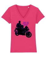 Rubber side down Tricou mânecă scurtă guler V Damă Evoker