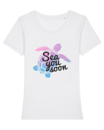 Sea you soon Tricou mânecă scurtă guler larg fitted Damă Expresser