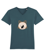 Pisica  Tricou mânecă scurtă guler V Bărbat Presenter