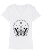 Mystycal Butterfly Full Moon Tricou mânecă scurtă guler V Damă Evoker