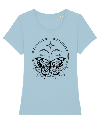 Mystycal Butterfly Full Moon Sky Blue