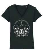 Mystycal Butterfly Full Moon Tricou mânecă scurtă guler V Damă Evoker