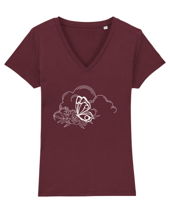 Mystycal Butterfly Clouds Burgundy