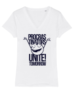 Procrastinators Unite Tomorrow Tricou mânecă scurtă guler V Damă Evoker