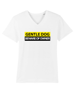 GENTLE DOG BEWARE OF OWNER Tricou mânecă scurtă guler V Bărbat Presenter