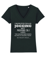 I WANTED TO GO JOGGING Tricou mânecă scurtă guler V Damă Evoker
