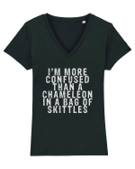 I'M MORE CONFUSED THAN A CHAMELEON IN A BAG OF SKITTLES Tricou mânecă scurtă guler V Damă Evoker