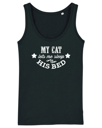 My cat lets me sleep in his bed Black