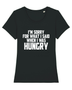 I'M SORRY FOR WHAT I SAID WHEN I WAS HUNGRY Tricou mânecă scurtă guler larg fitted Damă Expresser
