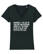 MANNERS:... Tricou mânecă scurtă guler V Damă Evoker