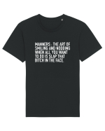 MANNERS:... Tricou mânecă scurtă Unisex Rocker