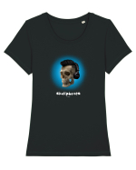 Craniu cu casti - skullphones 07 albastru 1 Tricou mânecă scurtă guler larg fitted Damă Expresser