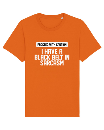 PROCEED WITH CAUTION I HAVE A  BLACK BELT IN SARCASM Bright Orange