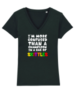 Chameleon in a bag of SKITTLES Tricou mânecă scurtă guler V Damă Evoker