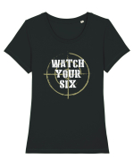 Watch your Six Tricou mânecă scurtă guler larg fitted Damă Expresser