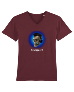 Craniu cu casti - skullphones 07 albastru 3 Tricou mânecă scurtă guler V Bărbat Presenter