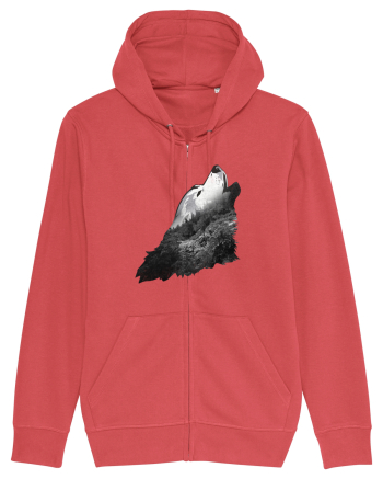 Wolf howling Carmine Red