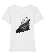 Wolf howling Tricou mânecă scurtă guler larg fitted Damă Expresser