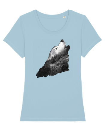 Wolf howling Sky Blue