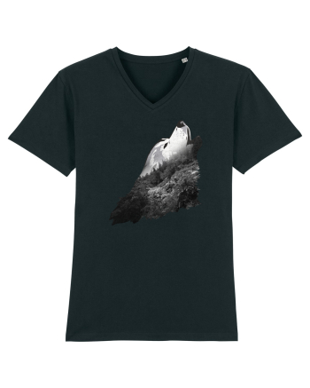 Wolf howling Black