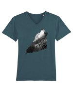Wolf howling Tricou mânecă scurtă guler V Bărbat Presenter