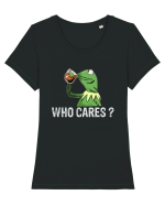 WHO CARES? Tricou mânecă scurtă guler larg fitted Damă Expresser