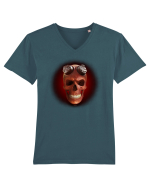 Craniu roșu - skull red 03 black Tricou mânecă scurtă guler V Bărbat Presenter