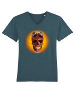 Craniu roșu - skull red 03 yellow Tricou mânecă scurtă guler V Bărbat Presenter